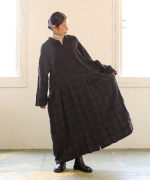 コットンウールグレンチェック　コートワンピース